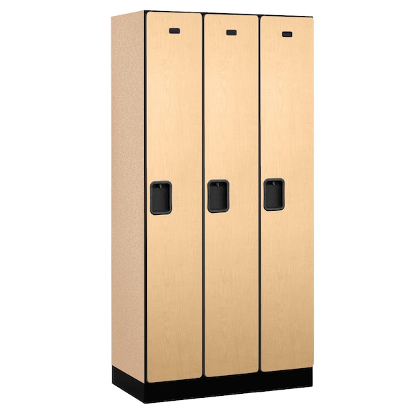 Salsbury Industries Wardrobe Locker, 36" W, 18" D, 76" H, (3) Wide, (3) Openings, Maple 31368MAP - main